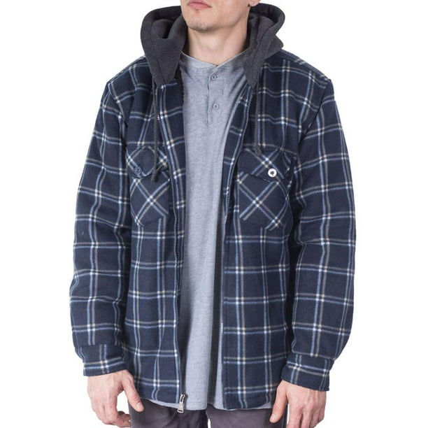 Flannel Jacket Plaid Jacket Hooded Zip Sherpa Lined Extra Heavyweight US Stock